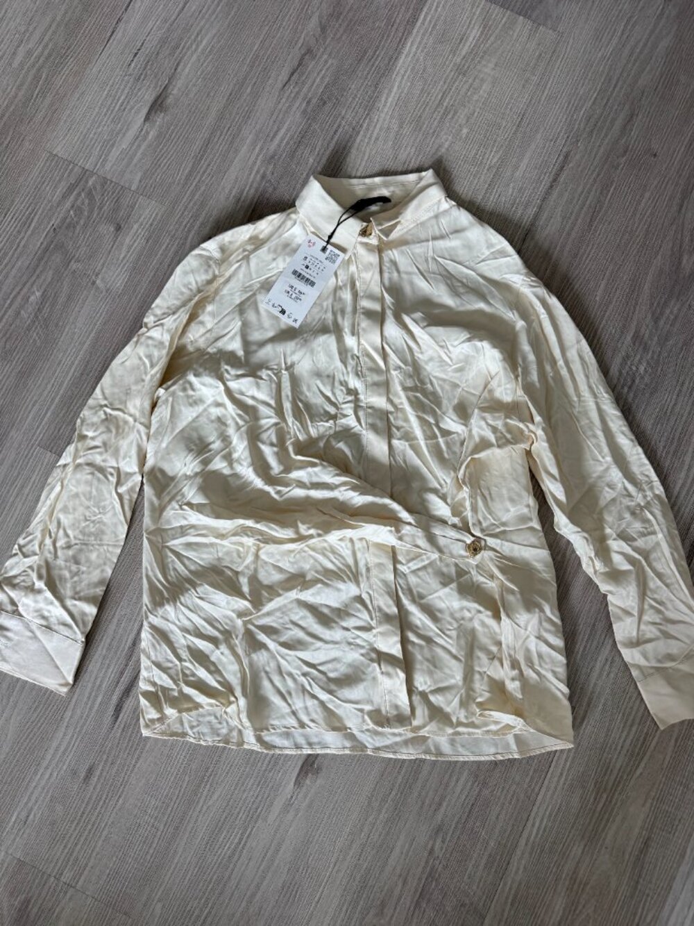 ZARA Satin Crossover Shirt - Ecru / Size S NWT - Picture 9 of 14